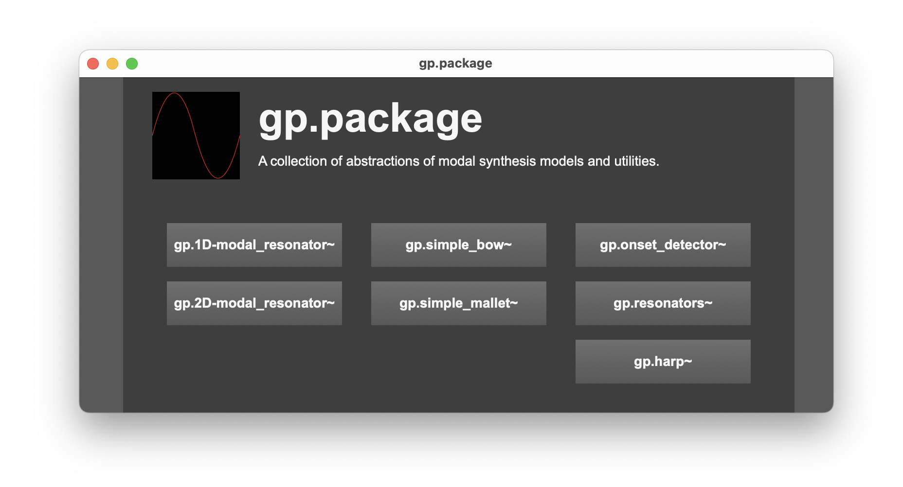 gp.package launch patcher. It shows all of
                the abstractions contained in the package itself.